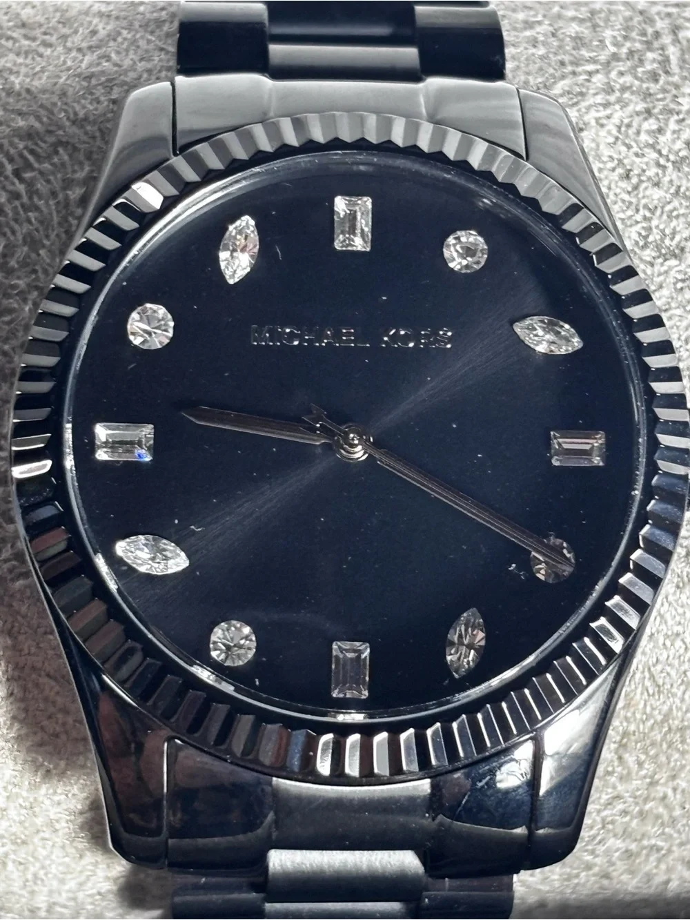 Michael Kors Black Crystal-Accent Women's Stainless Steel Watch‎